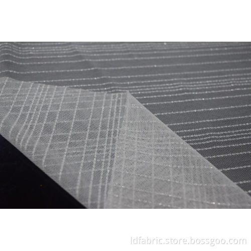 Nylon Metallic Spandex White Stripe Mesh Stoff